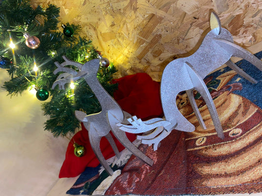 Pair of Wooden Reindeer