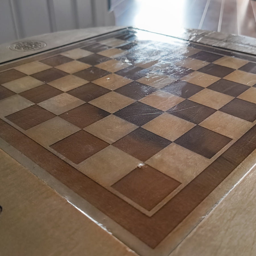 Up cycled coffee table with chessboard