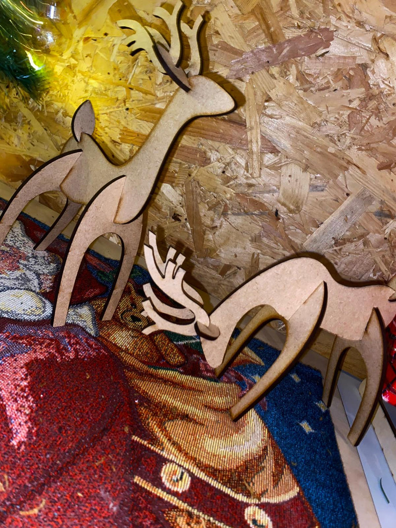 Pair of Wooden Reindeer